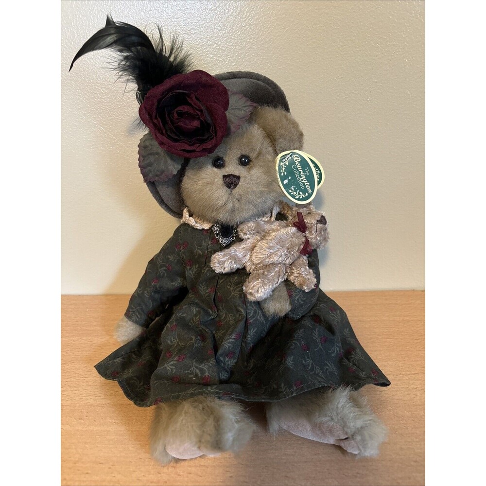 The Bearington Collection Lois 1533 Bear 14" Rare Retired Green Flower Dress NWT
